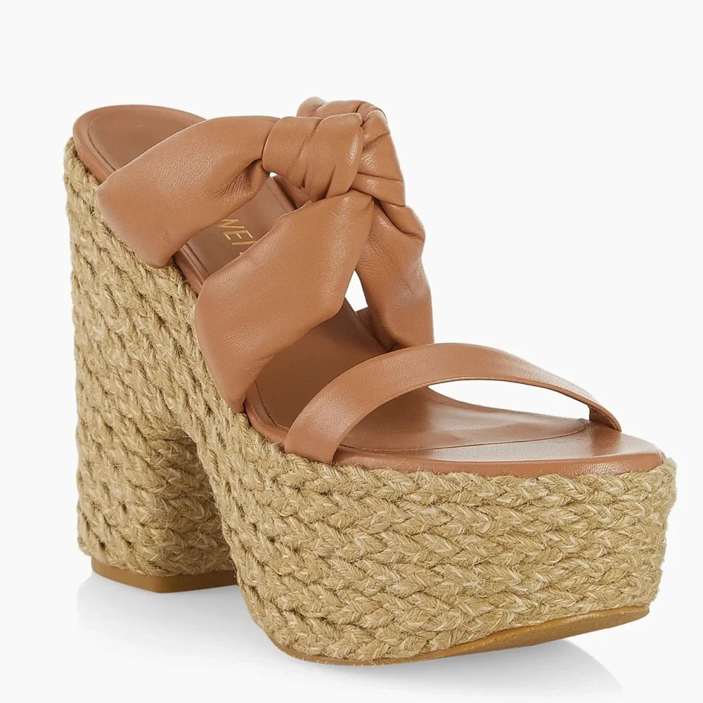 Stuart Weitzman Leather Knotted Espadrille Sandal